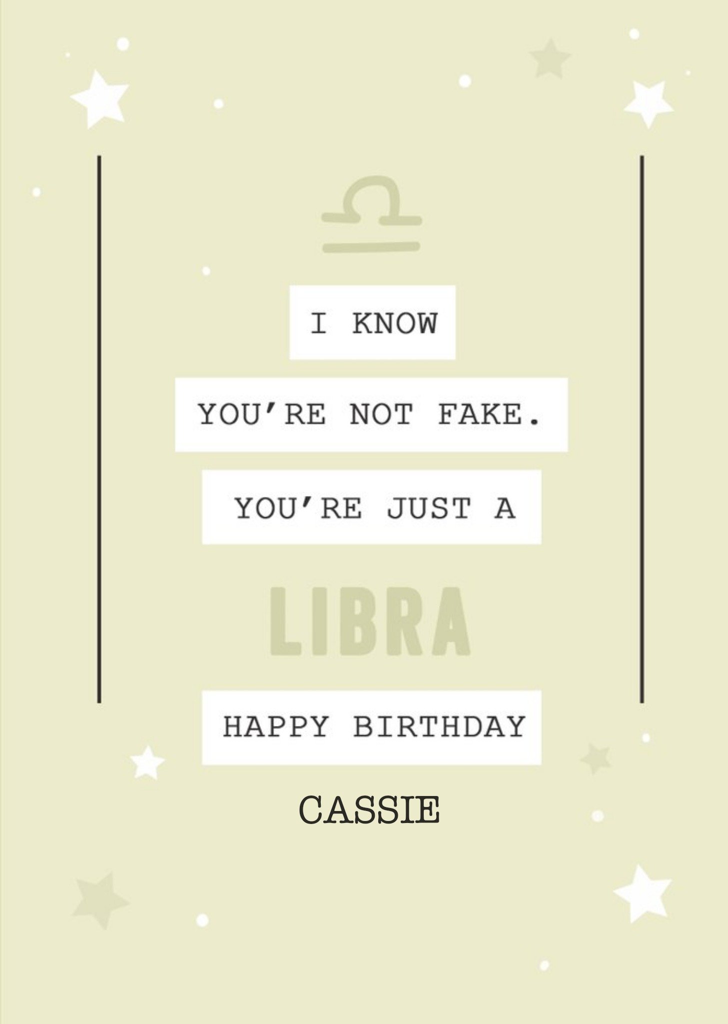 Moonpig Libra Zodiac Birthday Card, Large