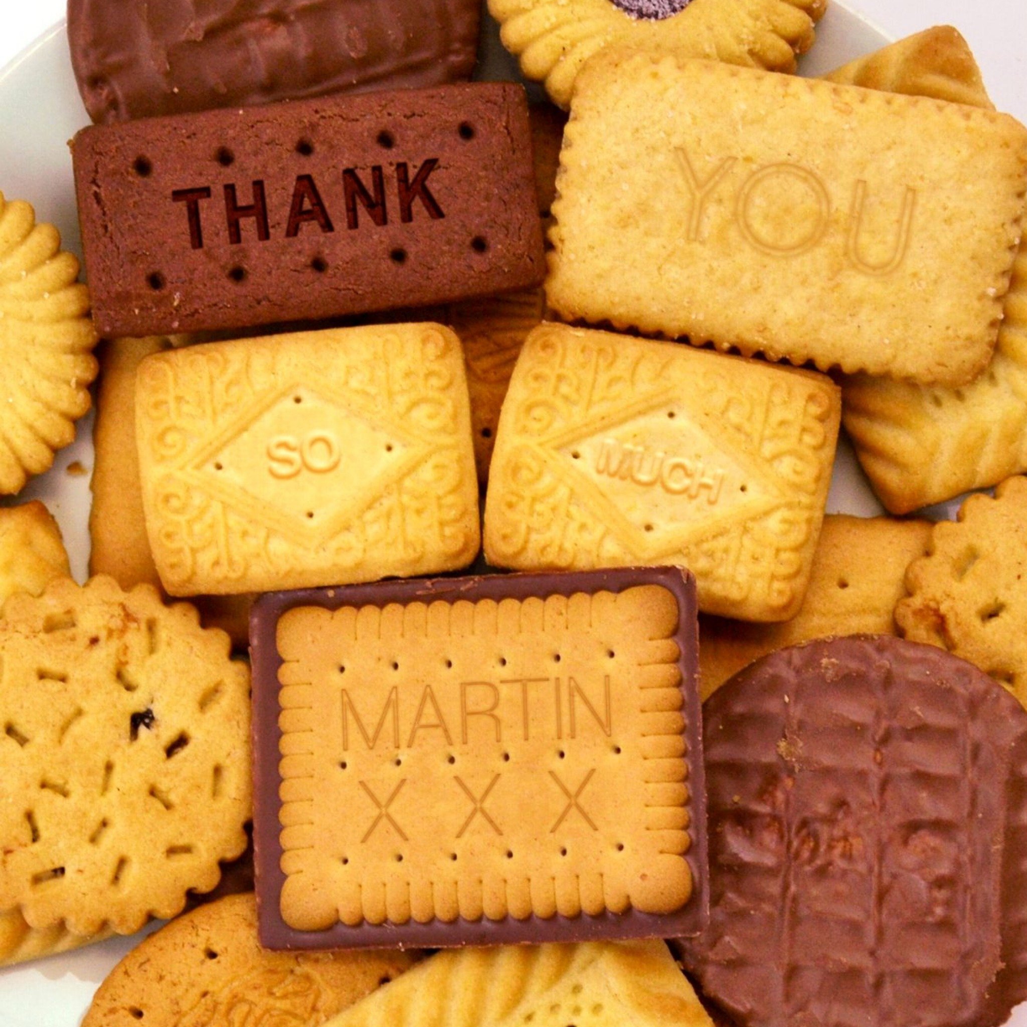 Personalised Thank You Biscuits Card, Square