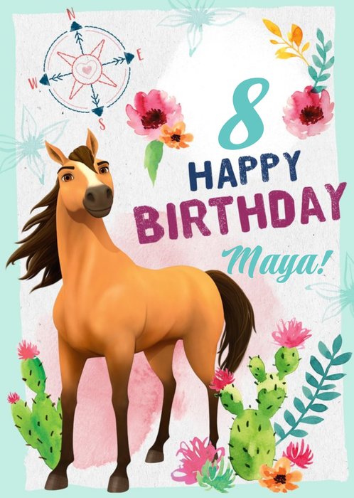 Universal Dreamworks Spirit the horse riding free 8th Birthday card