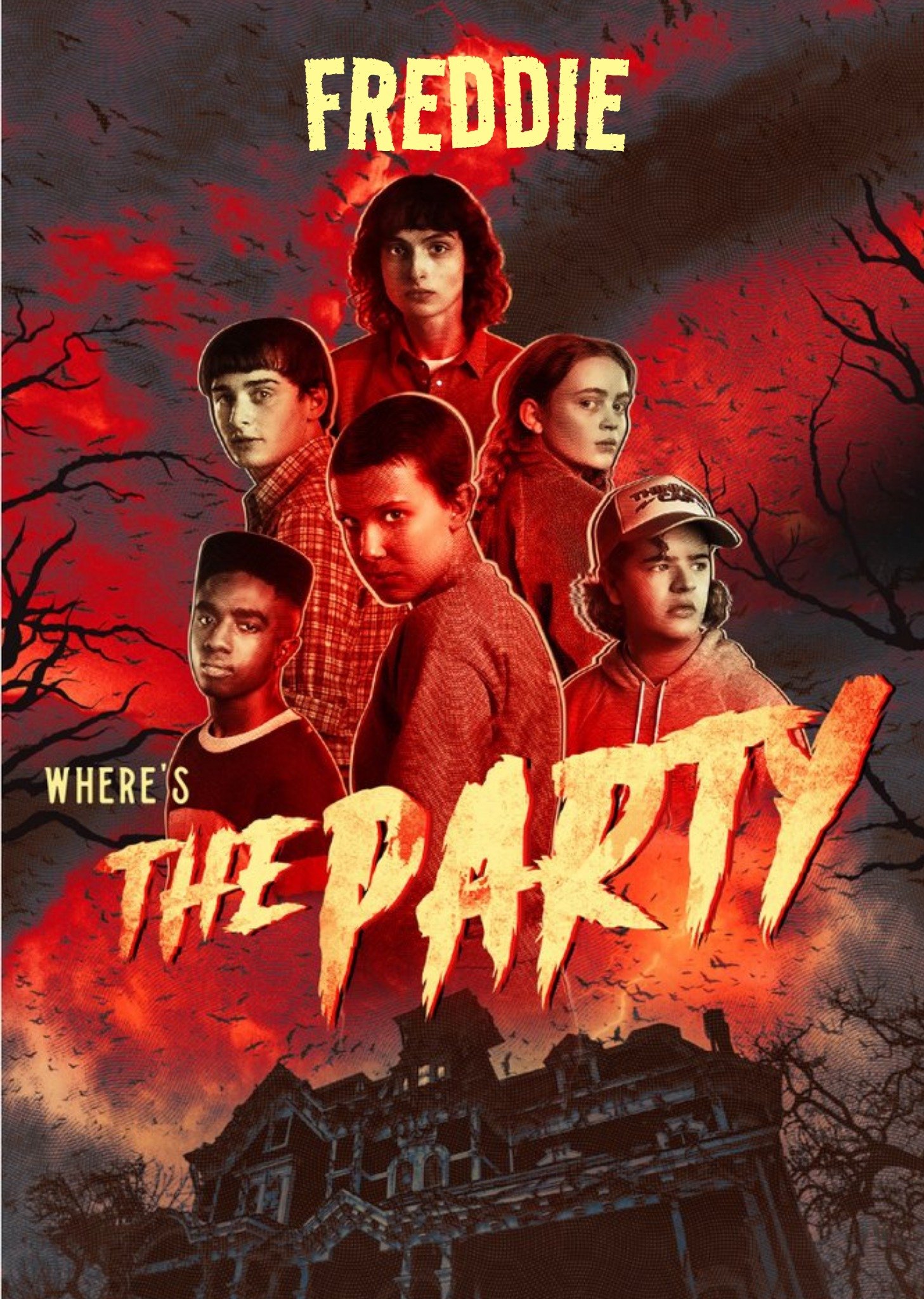 Stranger Things Where's The Party Card Ecard