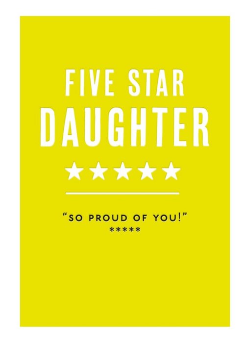 Mungo And Shoddy Typographic Five Star Daughter Birthday Card