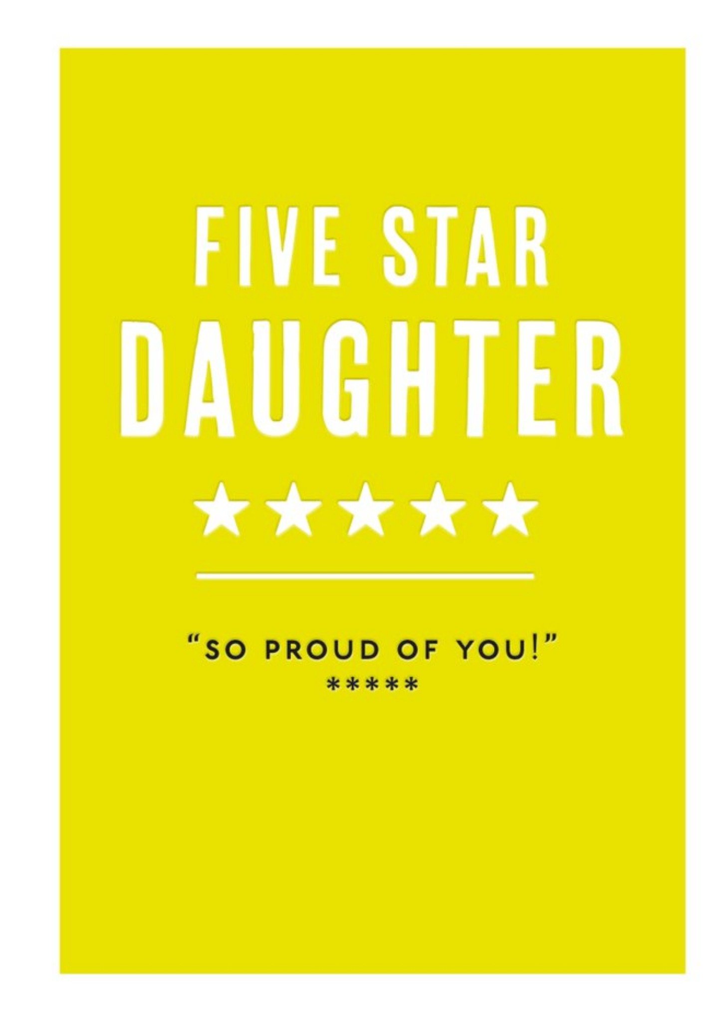 Moonpig Mungo And Shoddy Typographic Five Star Daughter Birthday Card, Large