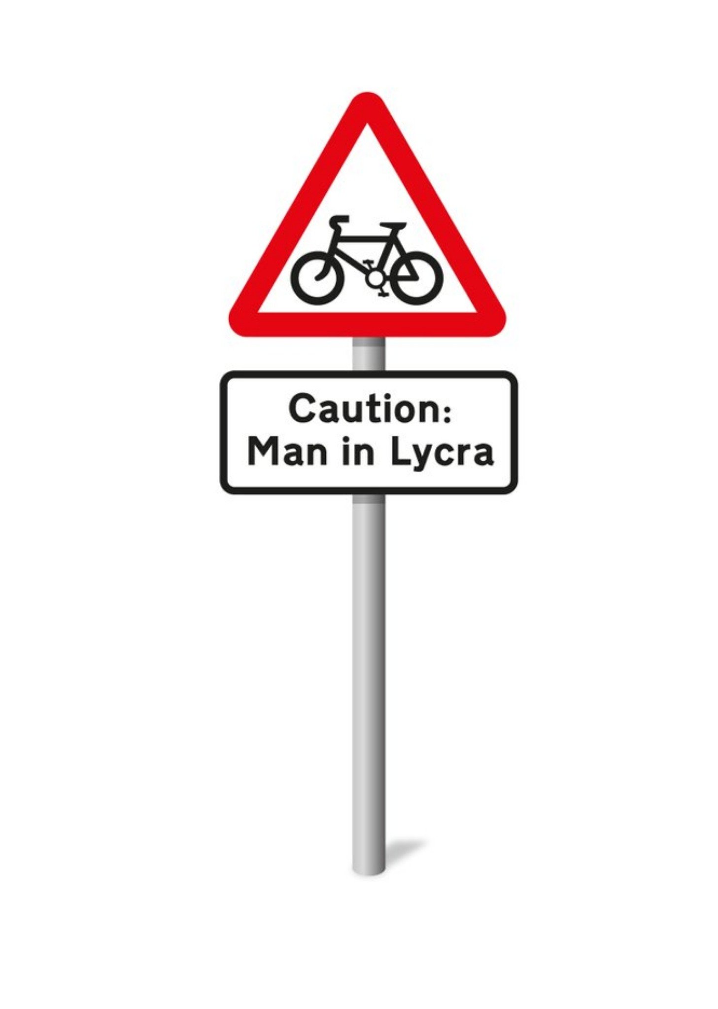 Graphic Illustration Of A Cyclist Road Sign Funny Pun Birthday Card Ecard