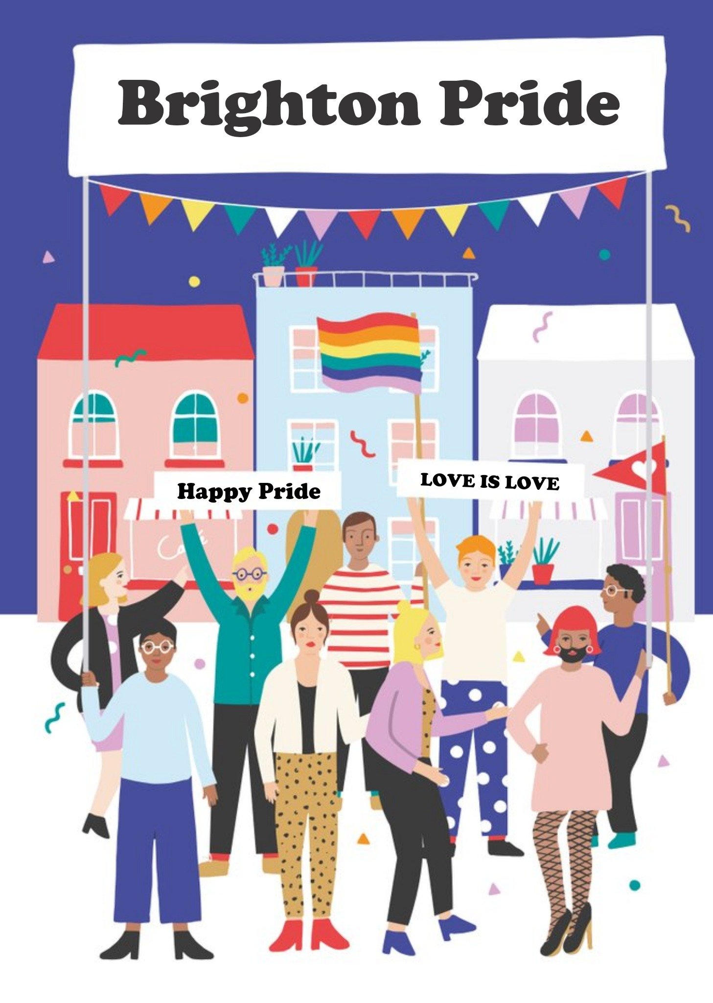 Moonpig Illustrated Brighton Pride Parade Card, Large