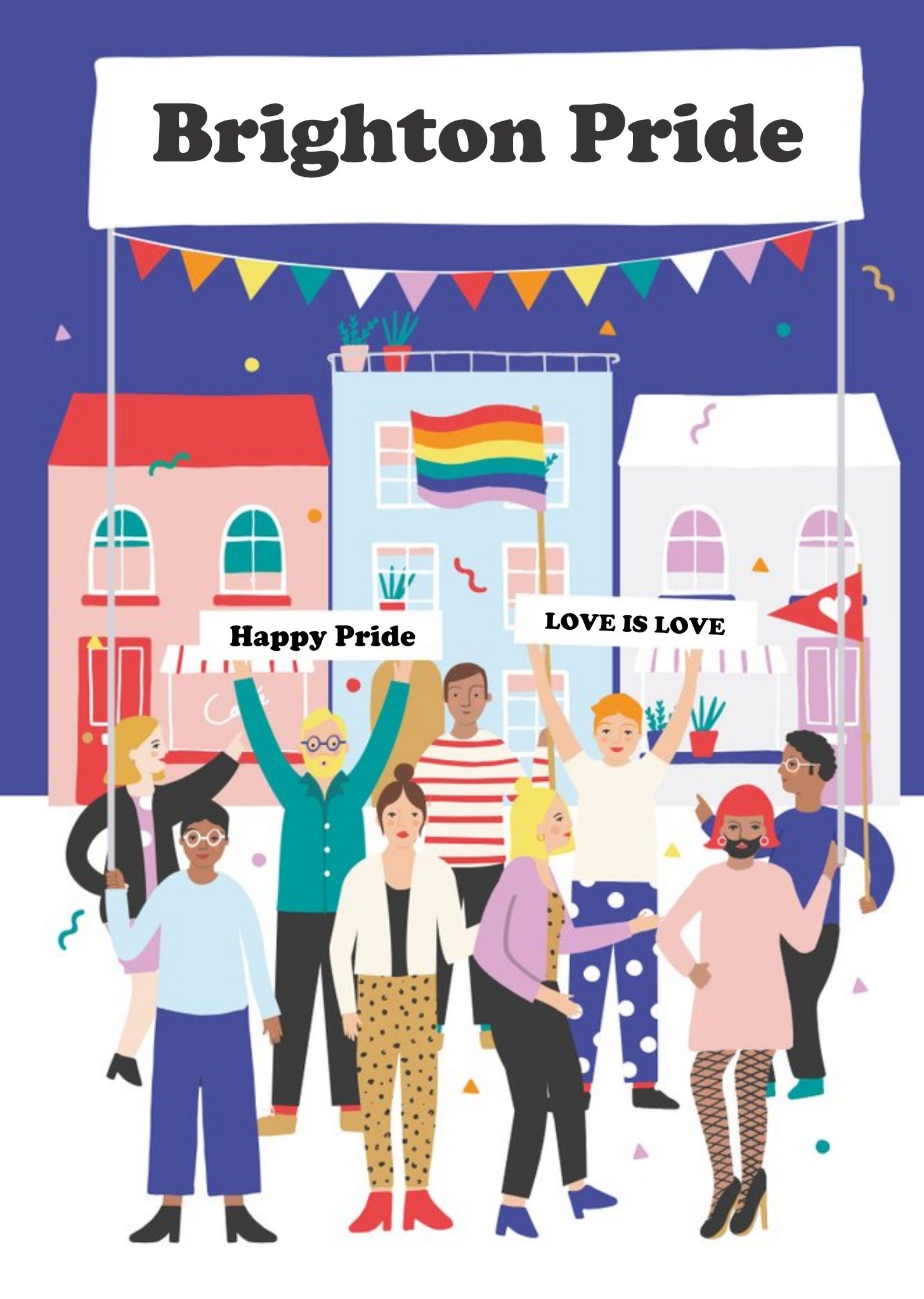 Illustrated Brighton Pride Parade Card Ecard