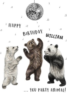 Happy Birthday You Party Animal Dancing Bears Birthday Card