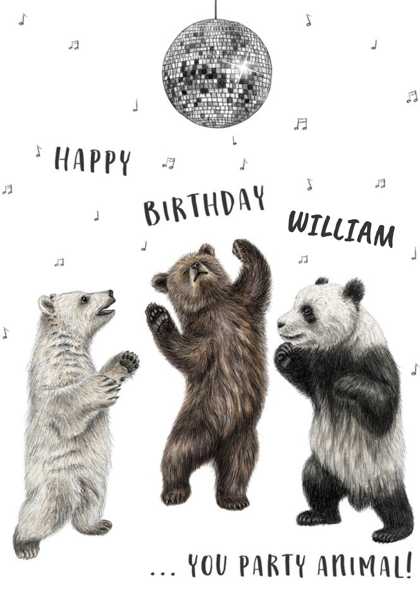 Happy Birthday You Party Animal Dancing Bears Birthday Card