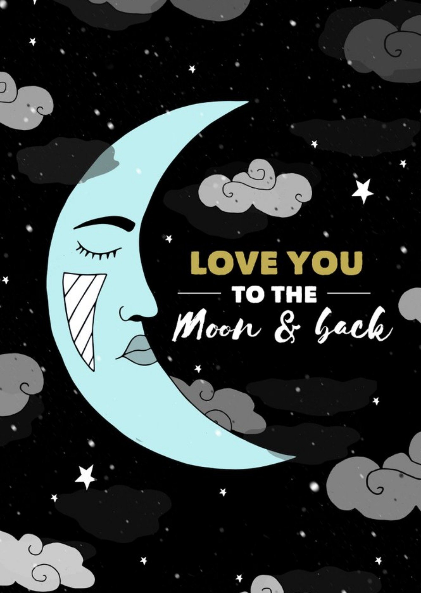 Illustration Love You To The Moon And Back Card Ecard