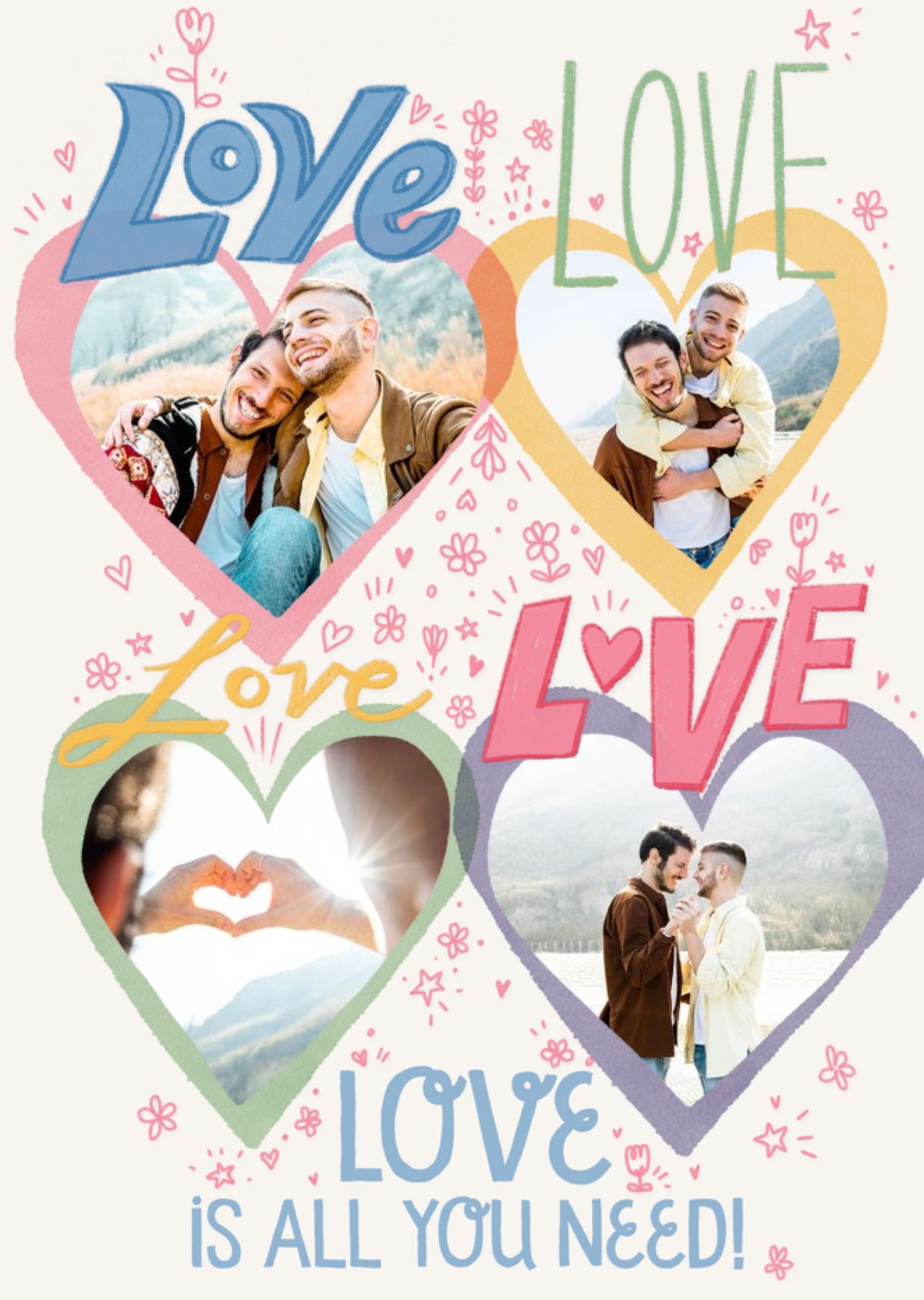 Love Is All You Need 4 Photo Upload Valentines Day Card Ecard