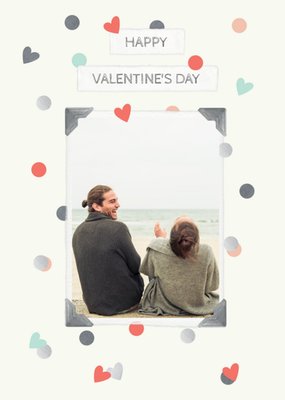 Heart Polka Dots Happy Valentines Day Photo Card