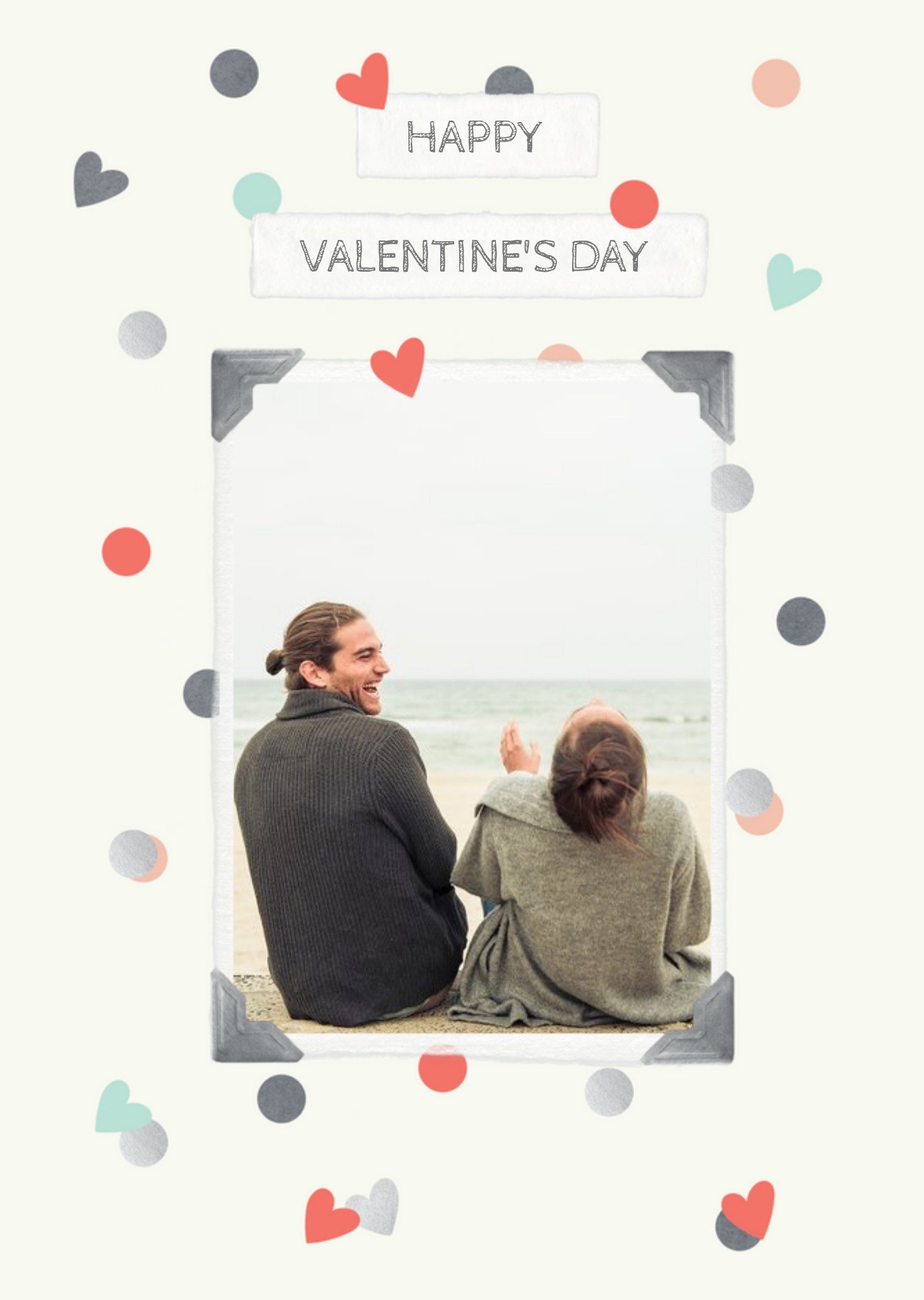 Moonpig Heart Polka Dots Happy Valentines Day Photo Card, Large