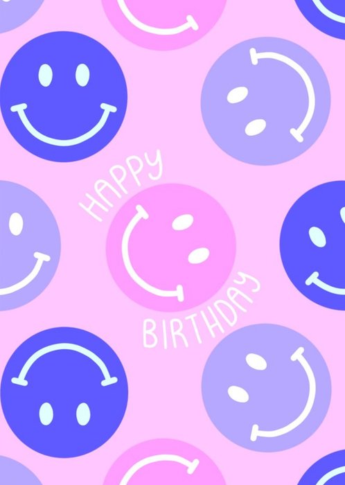 Floillustrate Faces Bright Neon Happy Birthday Card