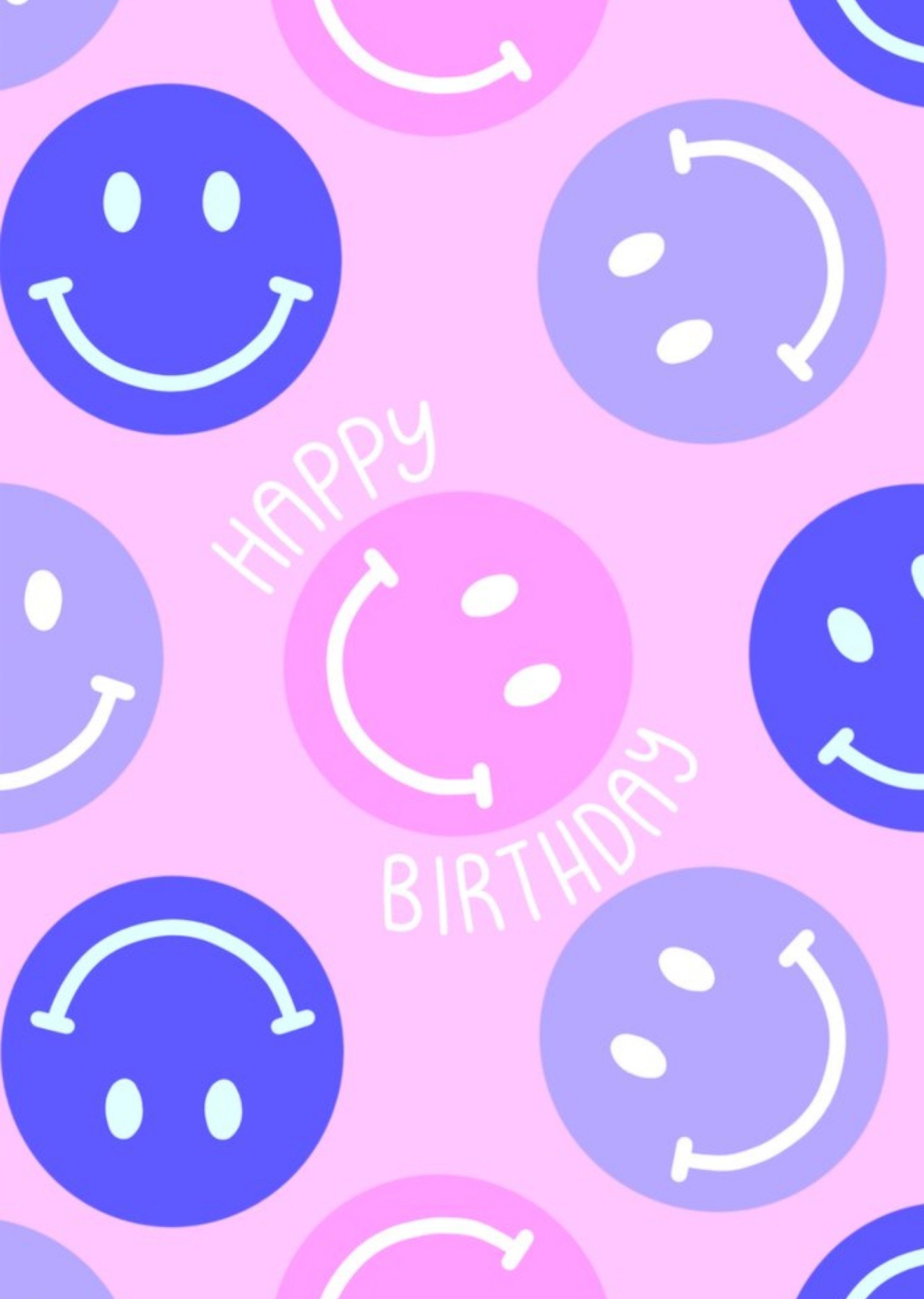 Floillustrate Faces Bright Neon Happy Birthday Card Ecard