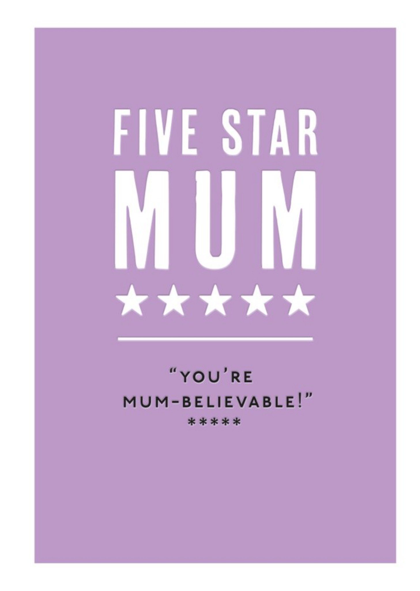 Mungo And Shoddy Funny Typographic Five Star Mum Birthday Card Ecard