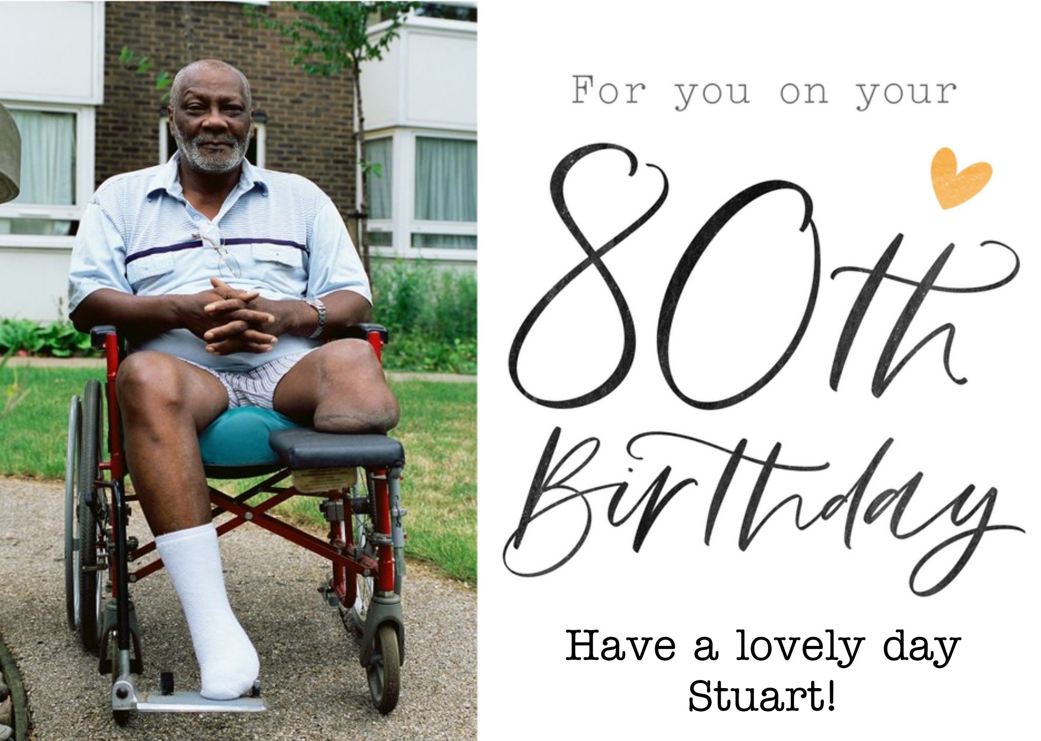 Typographic Calligraphy 80th Birthday Photo Upload Card