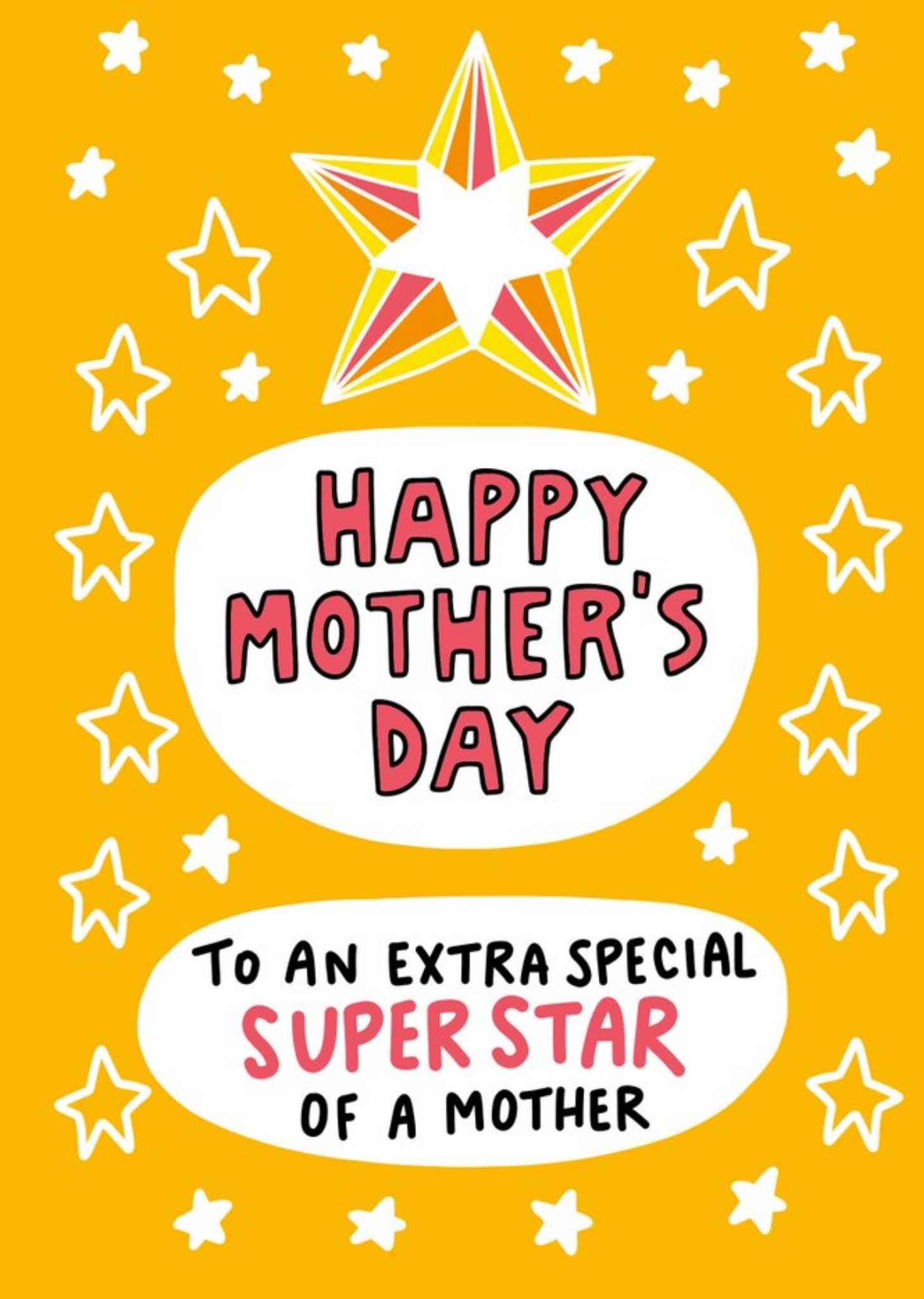 Moonpig Angela Chick Bright Yellow Typographic Mother's Day Card, Large