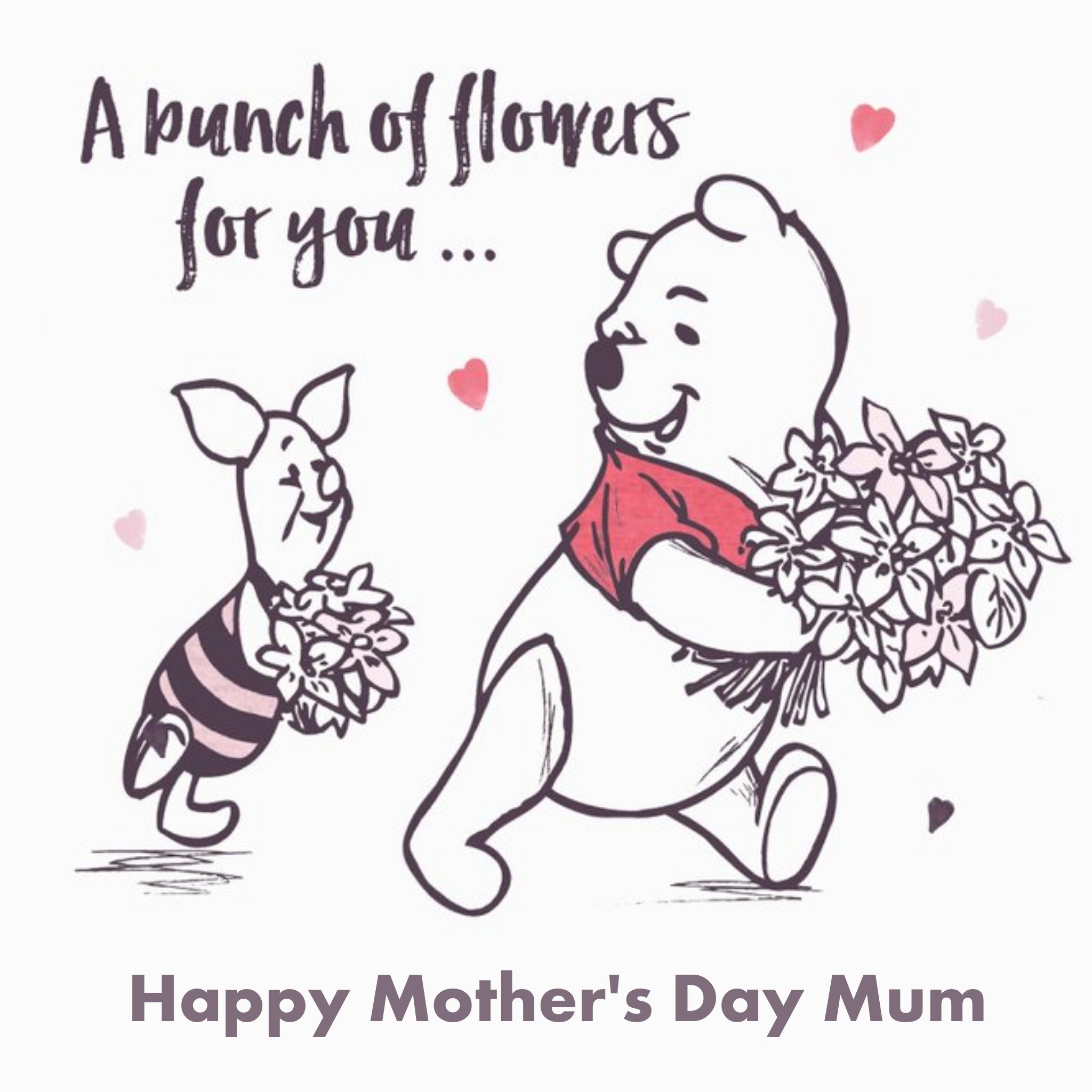Disney Winnie The Pooh And A Bunch Of Flowers For You Card, Large