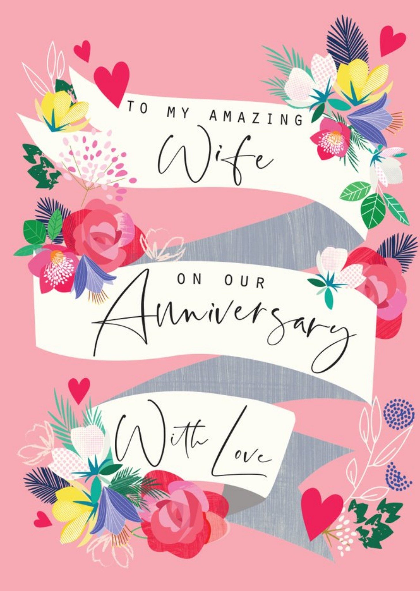 Floral With Love On Our Anniversary To My Wife Card Ecard