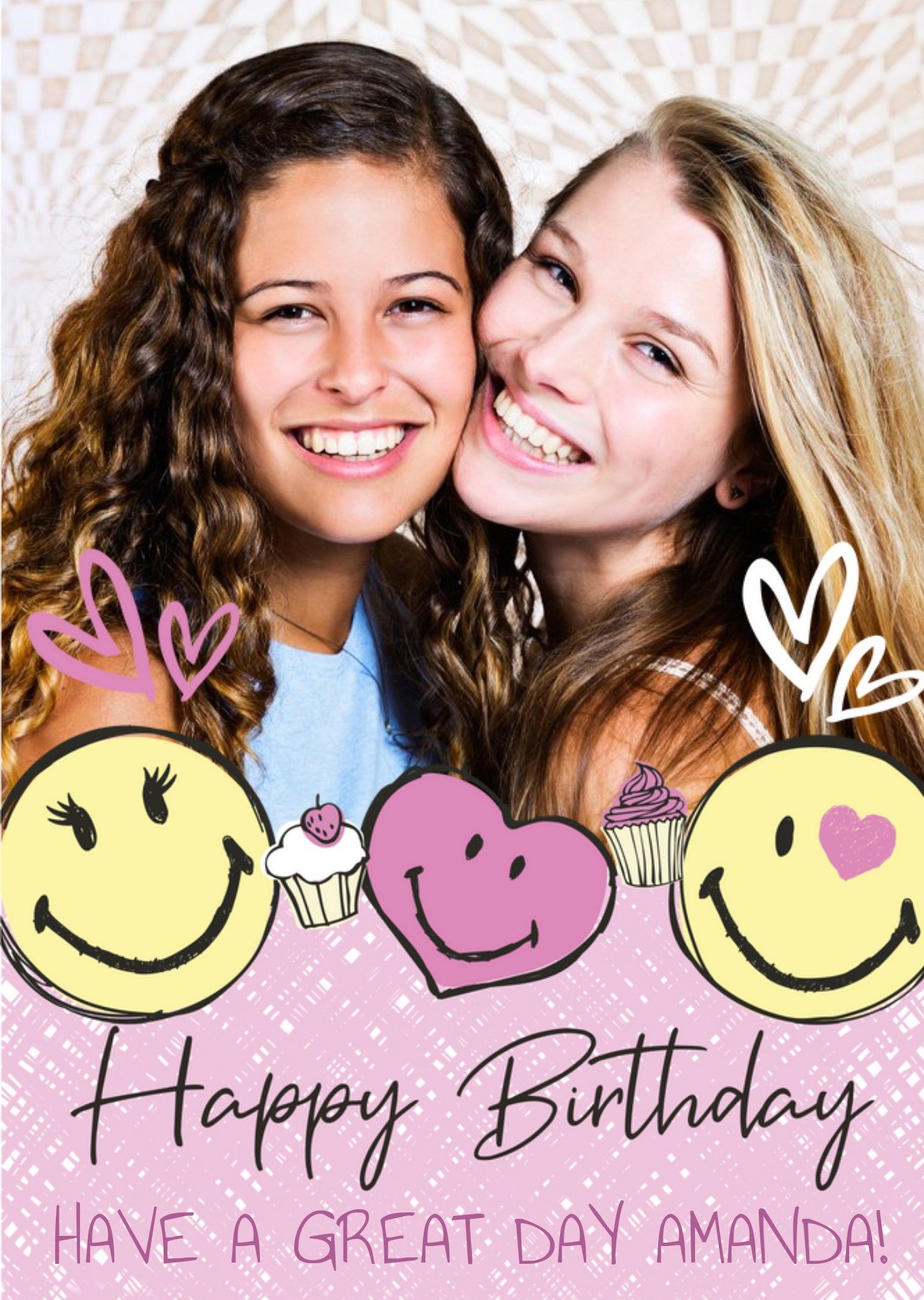 Moonpig Smiley World Cupcake Photo Upload Birthday Card, Large