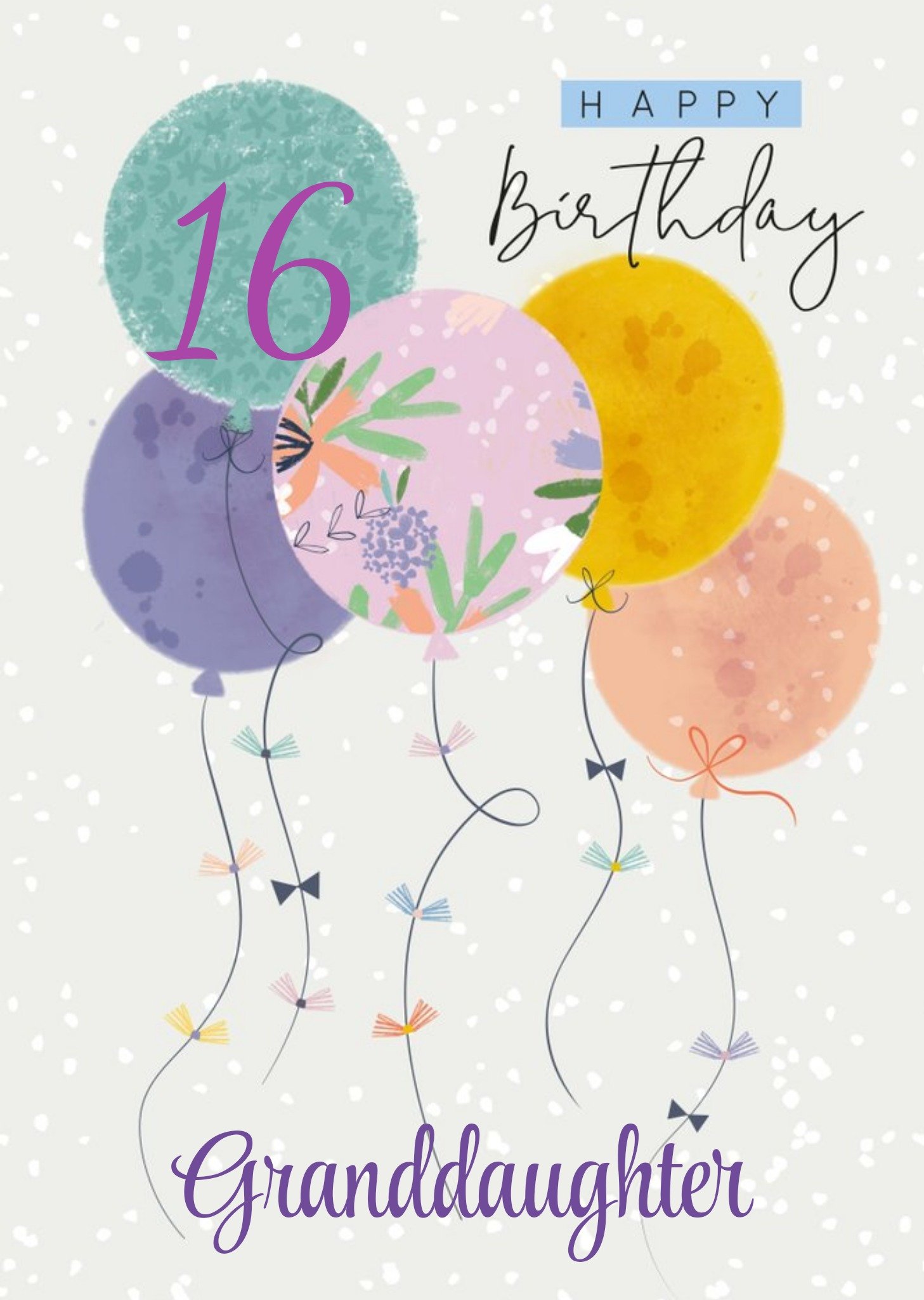 Moonpig Laura Darrington Modern Balloons Birthday 16th Granddaughter Card Ecard