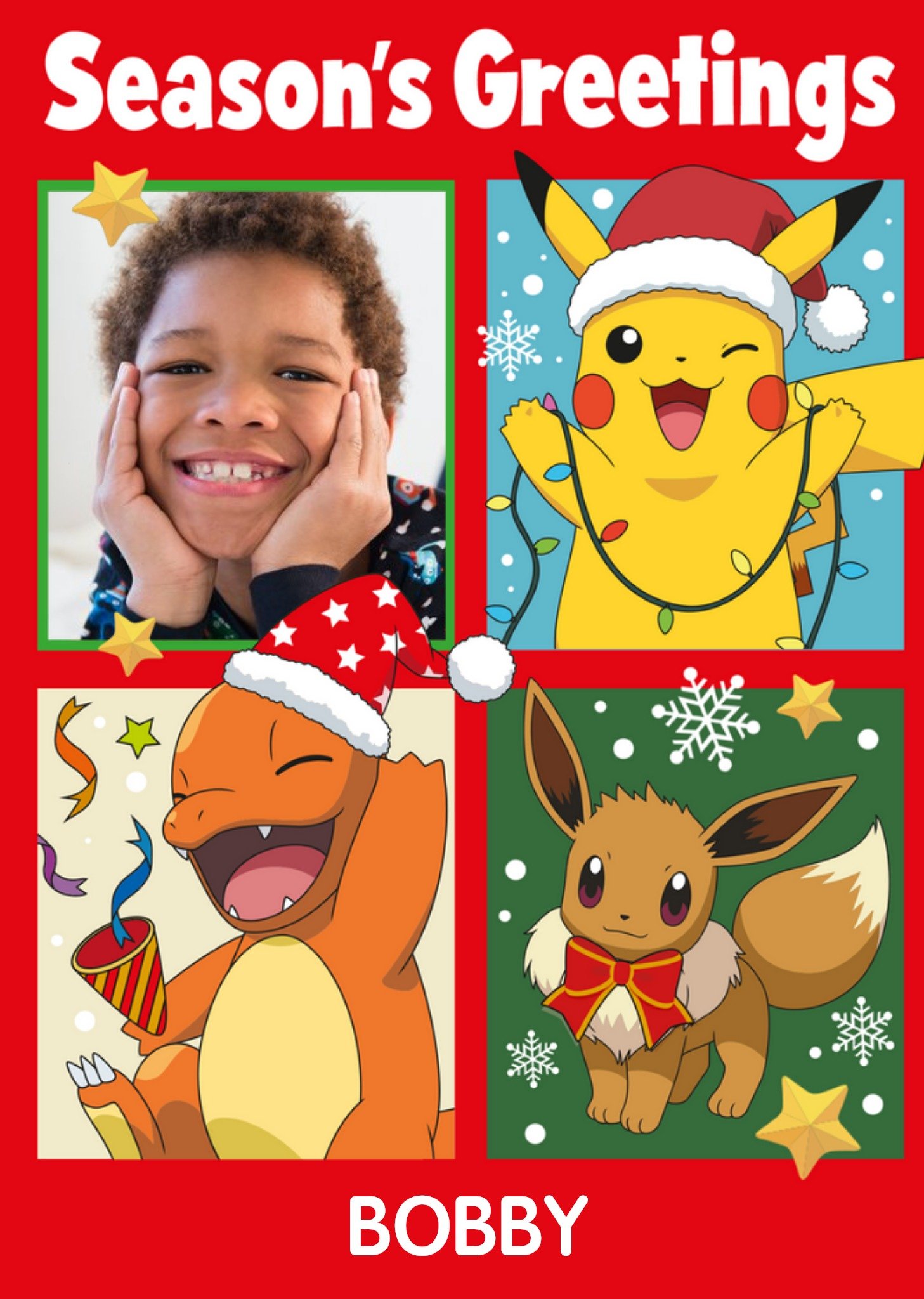 Pokemon Characters Season's Greetings Photo Upload Card Ecard