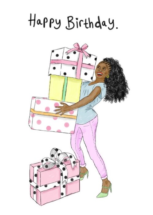 KitsCH Noir Woman Presents Happy Birthday Card