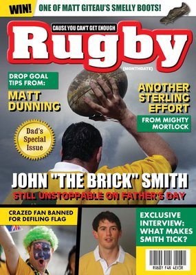 Rugby Spoof Magazine Personalised Photo Upload Greetings Card