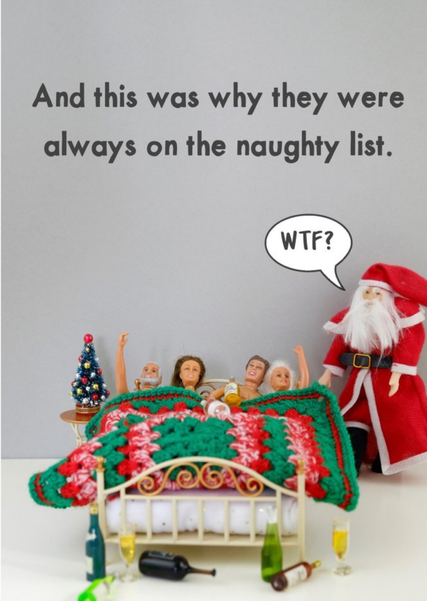 Bold And Bright Funny Dolls Rude Always On The Naughty List Christmas Card, Large
