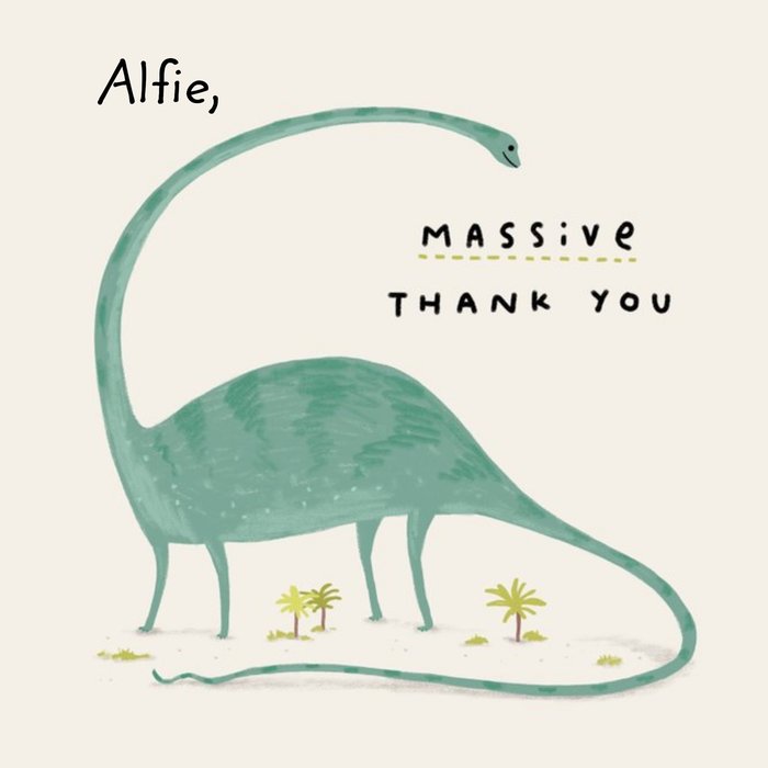 Cute Thank you card - dinosaur - Massive thank you