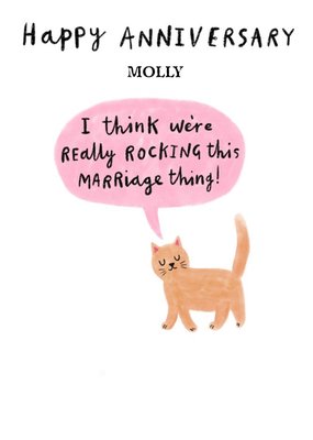 Editable Cute Humorous Cat Anniversary Card