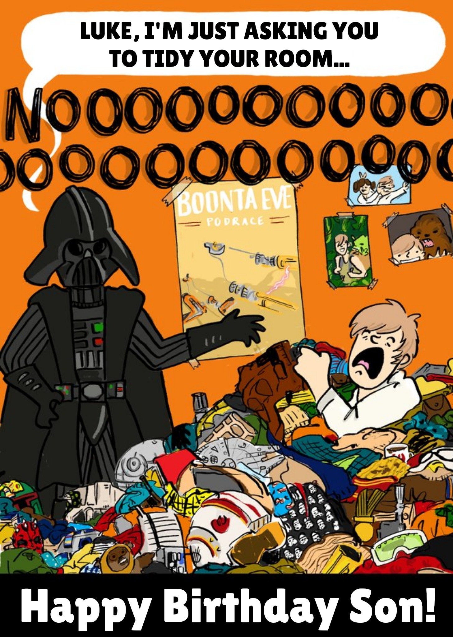 Disney Funny Star Wars Darth Vader Luke Skywalker Birthday Card - Son, Large