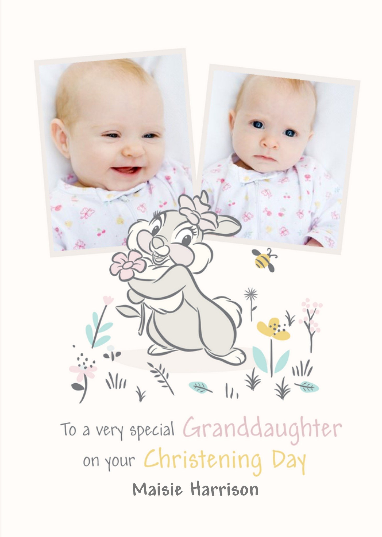 Disney Thumper Special Granddaughter Photo Upload Christening Card Ecard