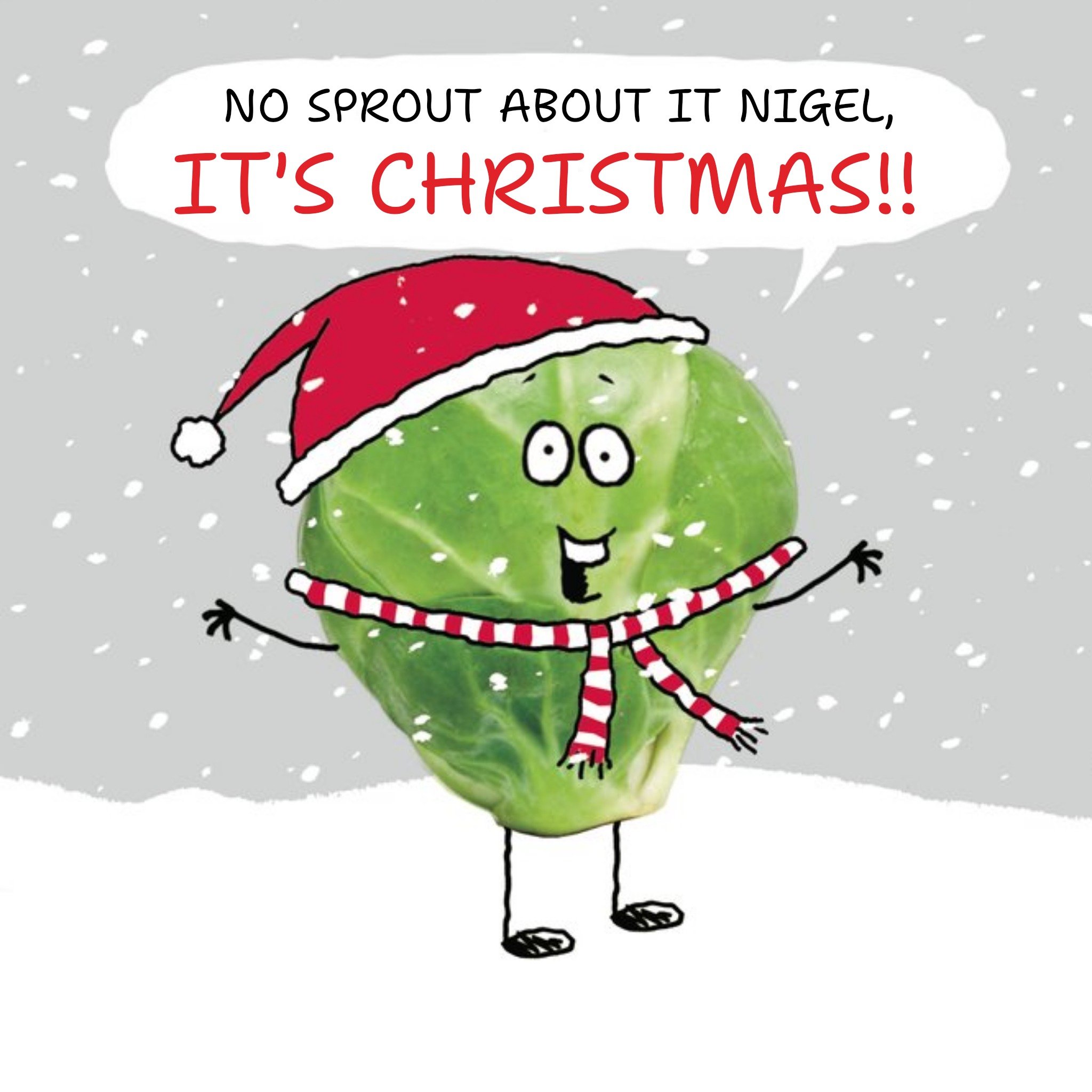 No Sprout About It Personalised Merry Christmas Card, Square