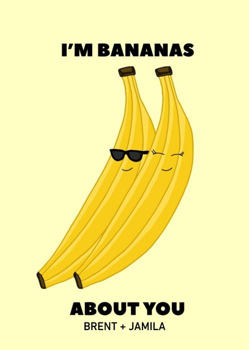 A Pair Of Bananas Illustration Personalised Anniversary Card