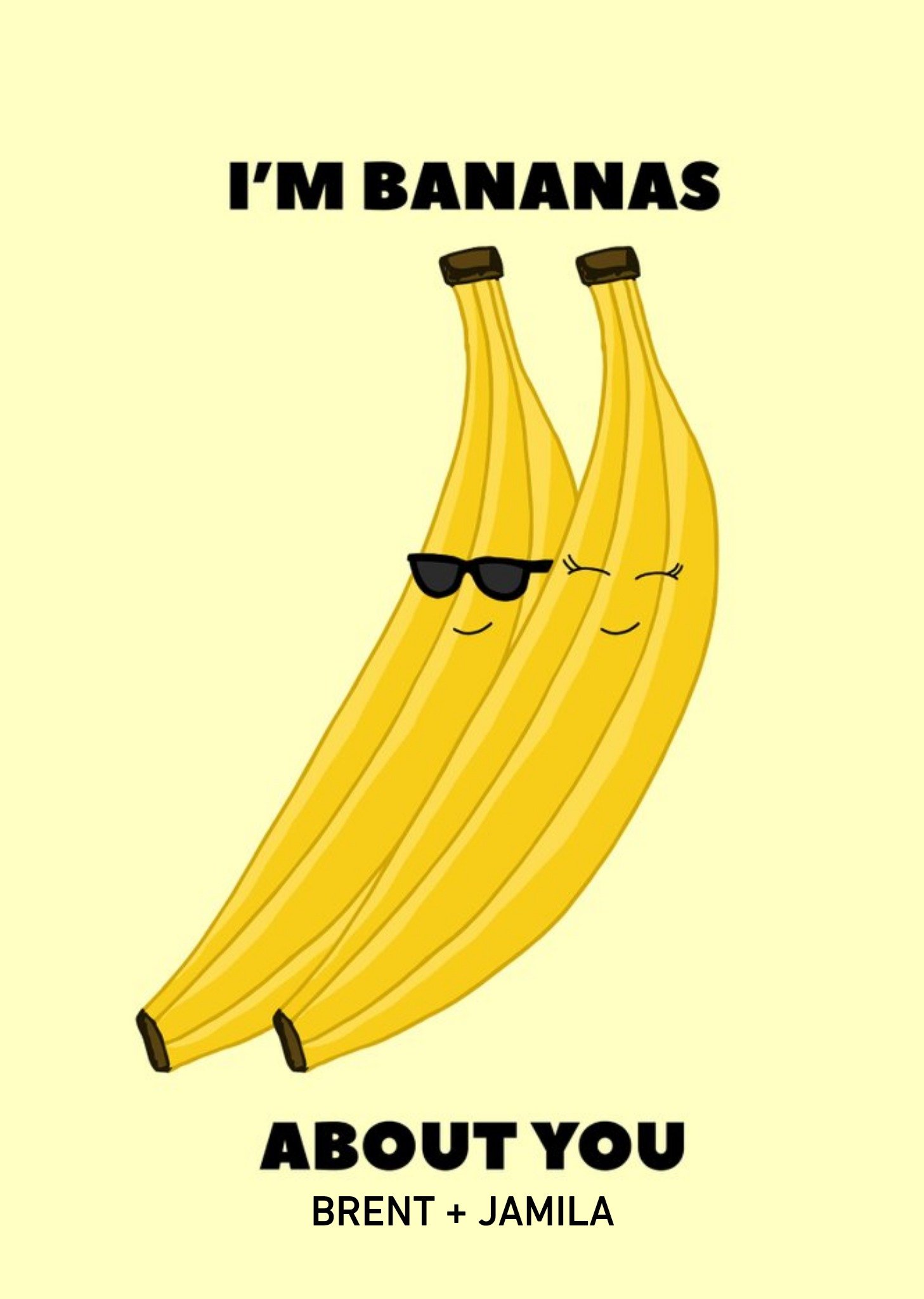 A Pair Of Bananas Illustration Personalised Anniversary Card