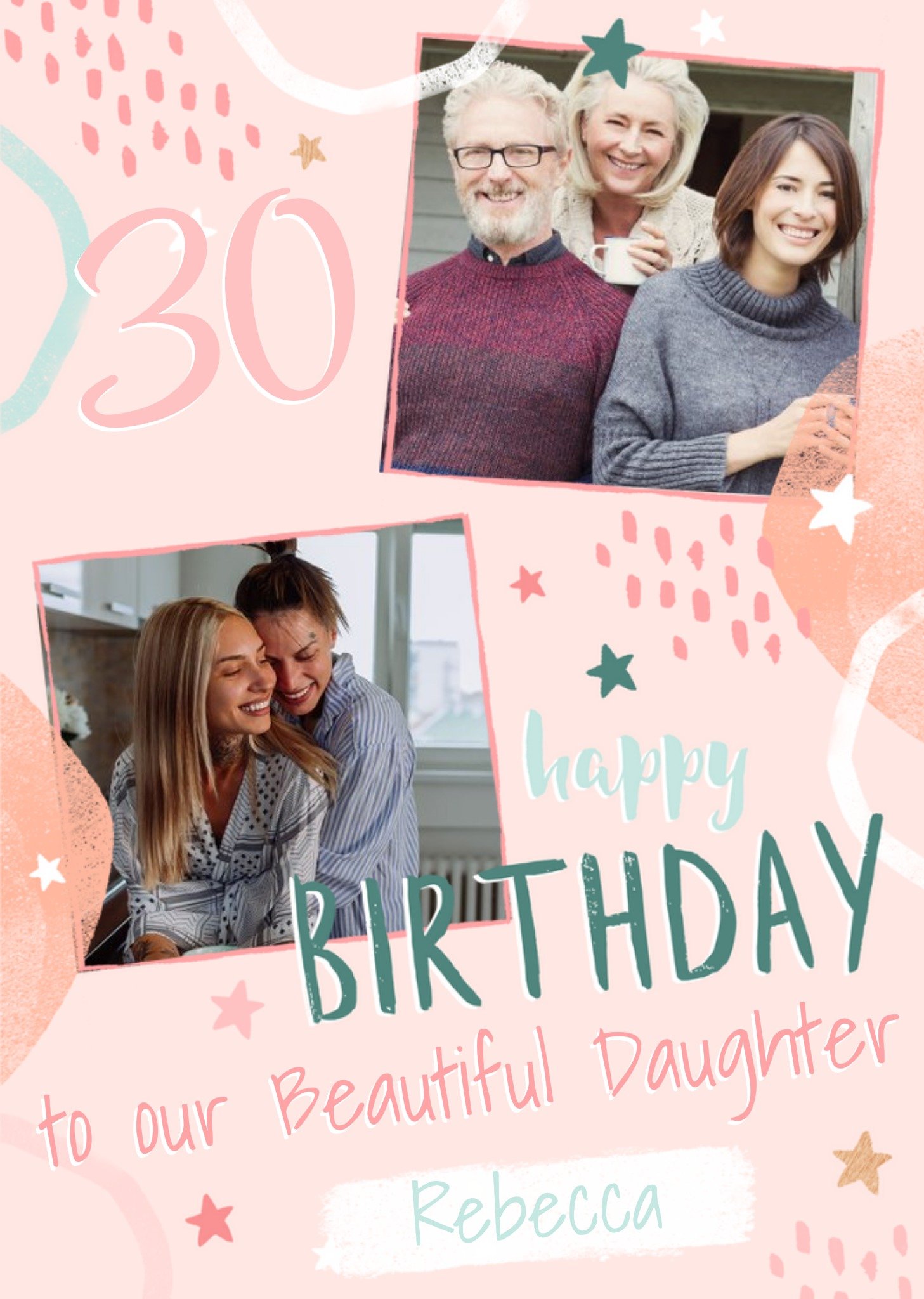 Modern 30 Happy Birthday To Our Beautiful Daughter Personalised Photo Upload Birthday Card Ecard