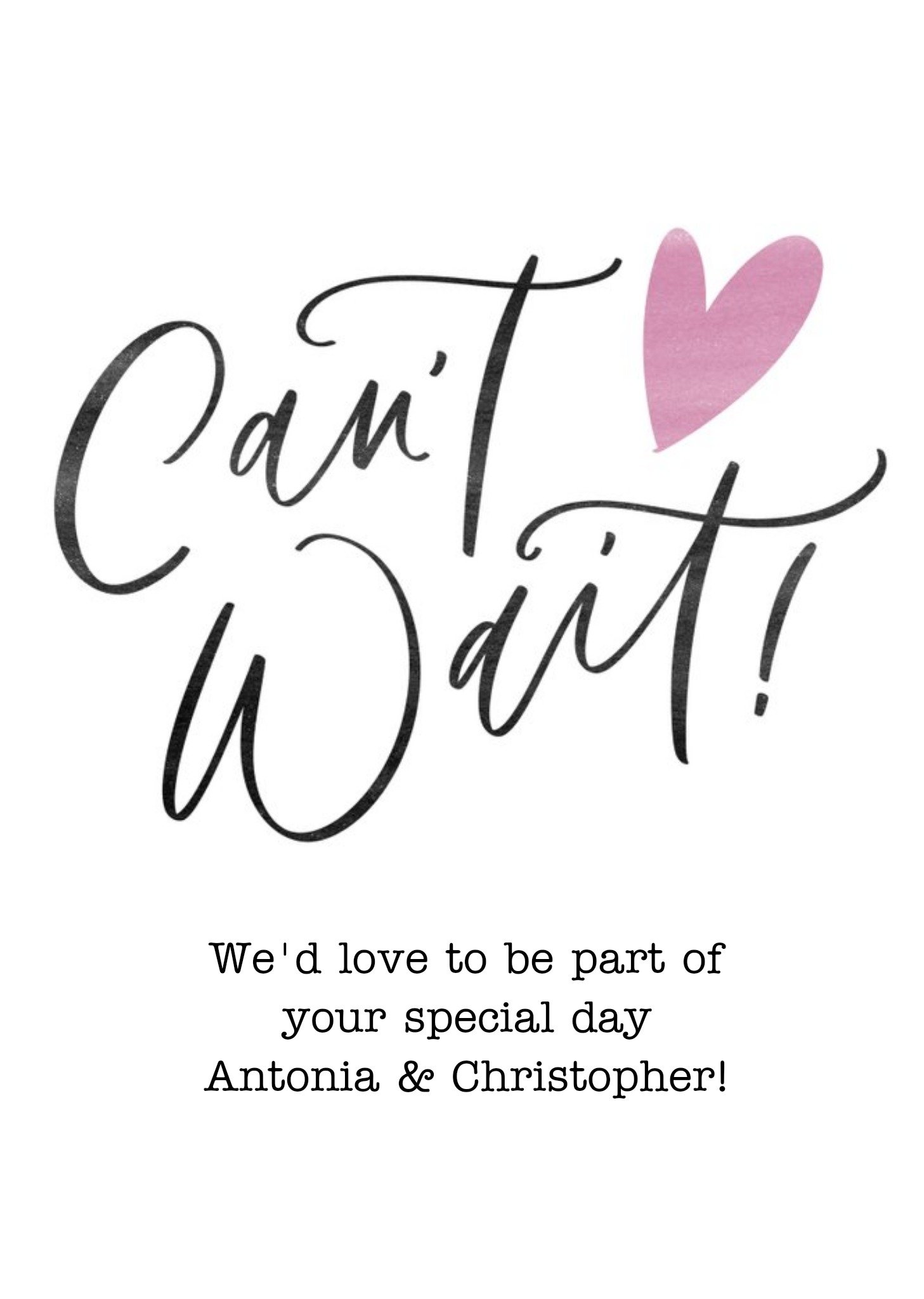 Typographic Cait Wait Wedding Acceptance Card