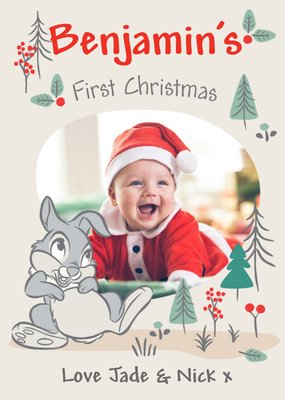 Cute Disney Bambi Photo Upload Baby First Christmas Card