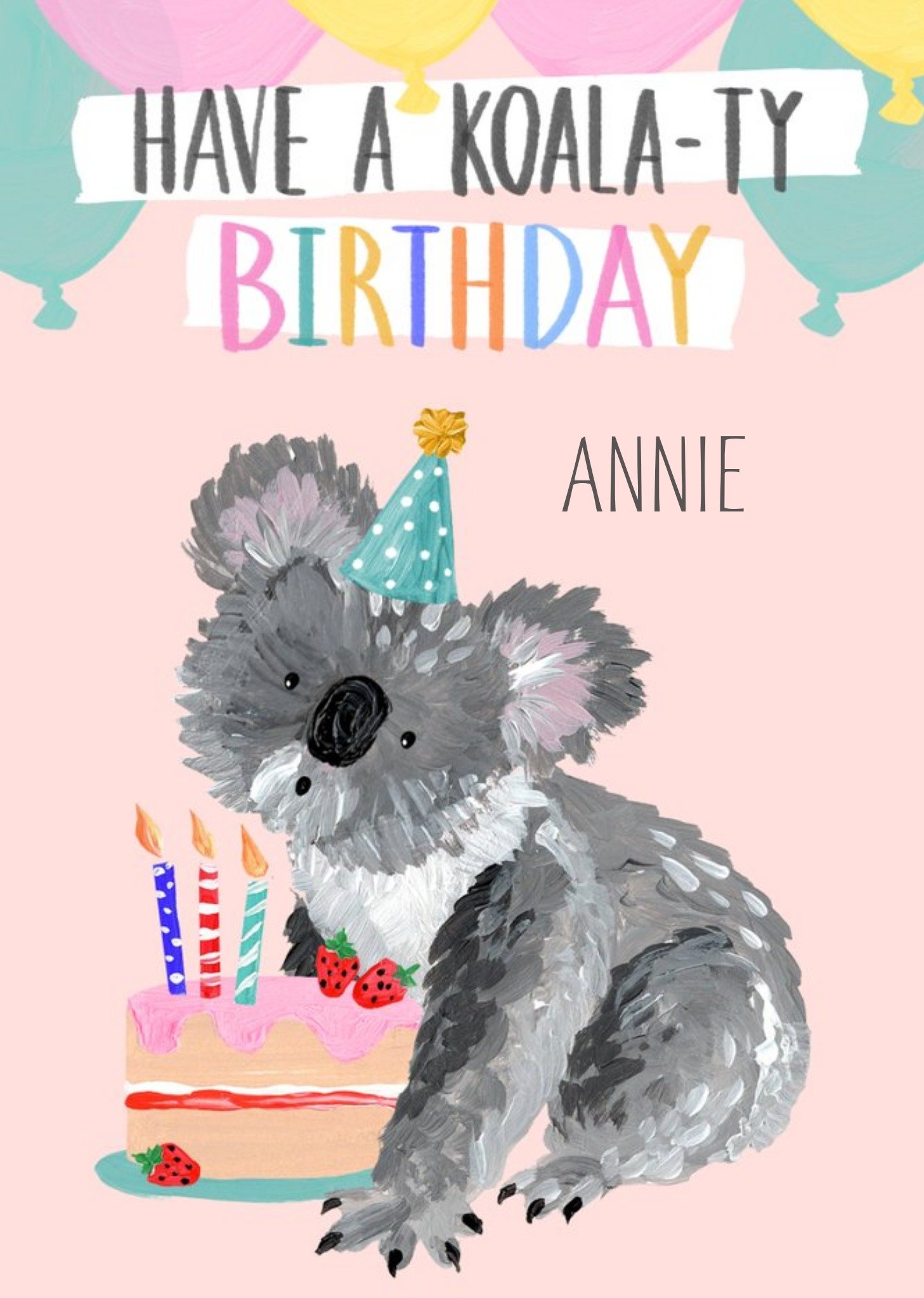 Okey Dokey Design Cute Koala Pun Customisable Birthday Card Ecard