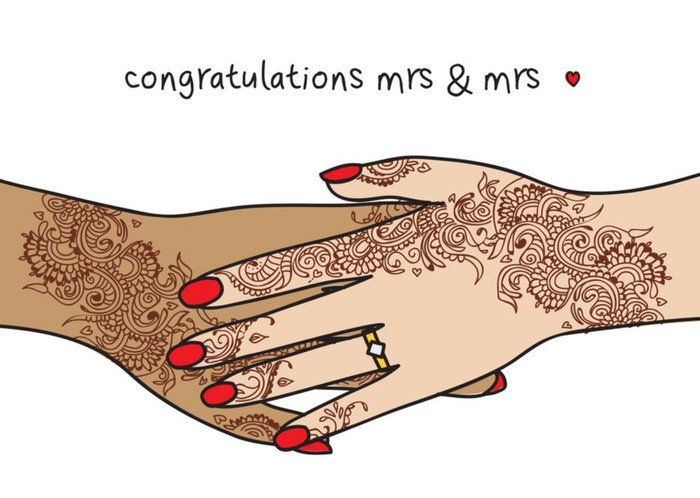 The Playful Indian Congratulations Mrs & Mrs LGBTQ+ Wedding Card