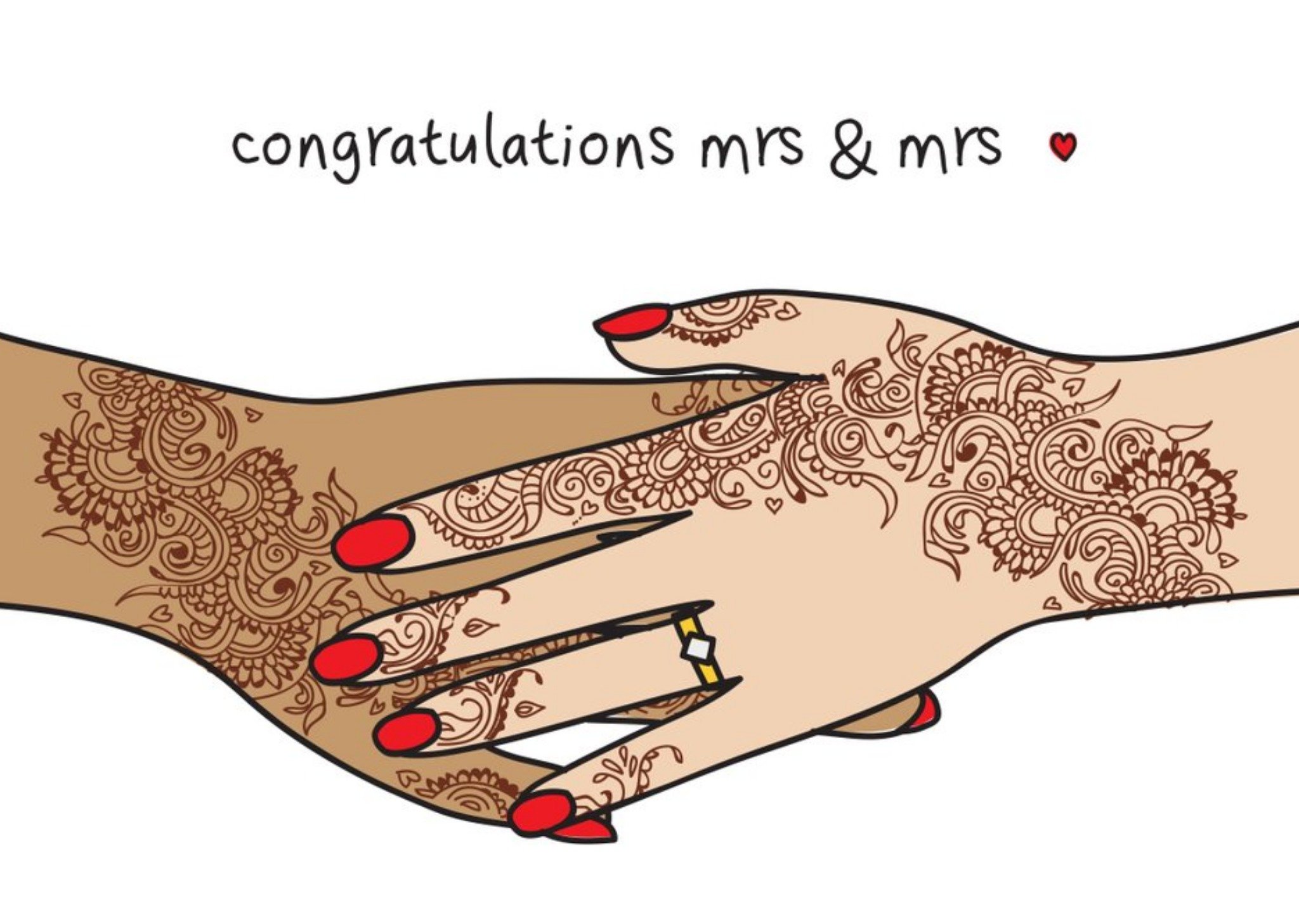 Moonpig The Playful Indian Congratulations Mrs & Mrs LGBTQ+ Wedding Card Ecard