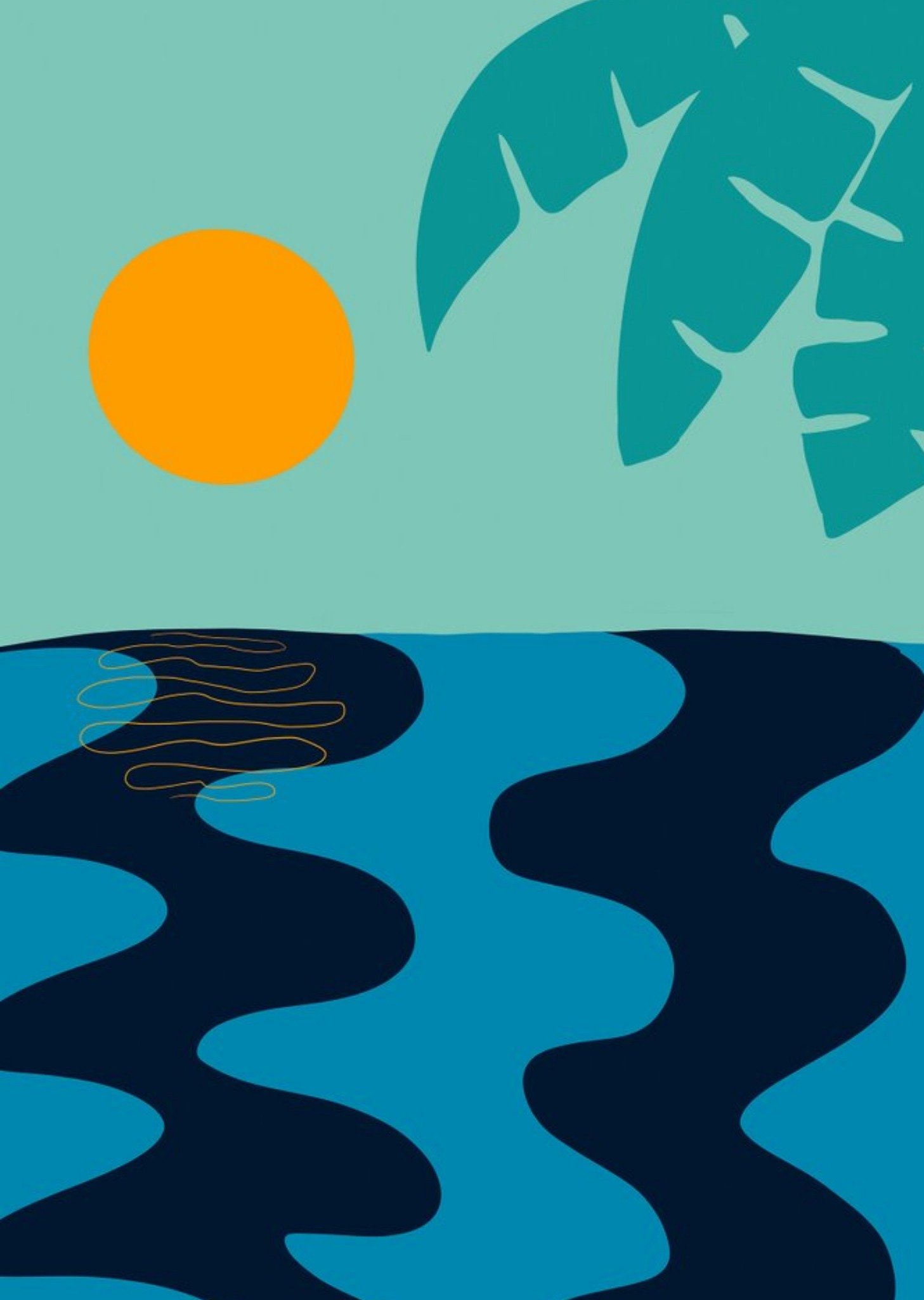 Moonpig Vibrant Simple Sea Illustration Card, Large