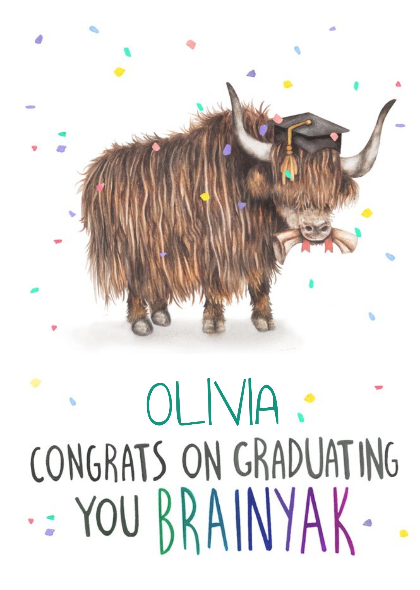 Cute Yak Pun Congrats On Graduating Exams Card