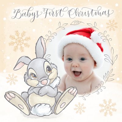Disney Bambi Thumper Babys First Christmas Photo Upload Card