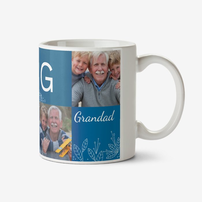 Grandad Multi Photo Upload Personalise Letter Mug