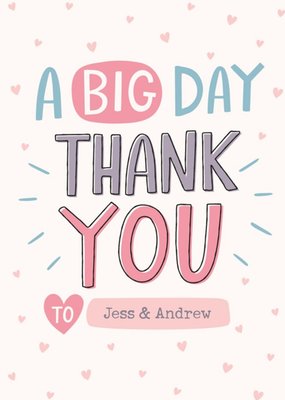 Bright Typographic A Big Day Thank You Wedding Card 