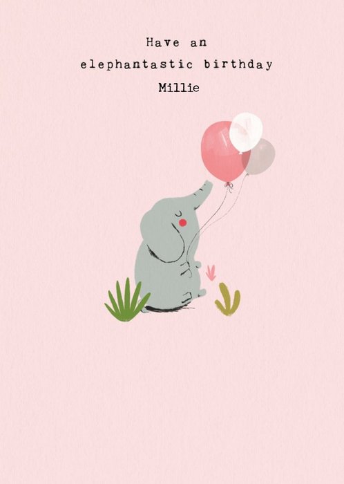 Cute Illustration of a Baby Elephant Have An Elephantastic Birthday Card