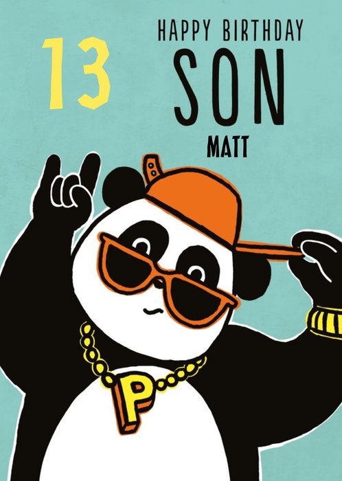 Cool Panda Personalise Age and Name Birthday Card