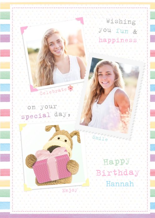 Boofle Candy Striped Happy Birthday Photo Card