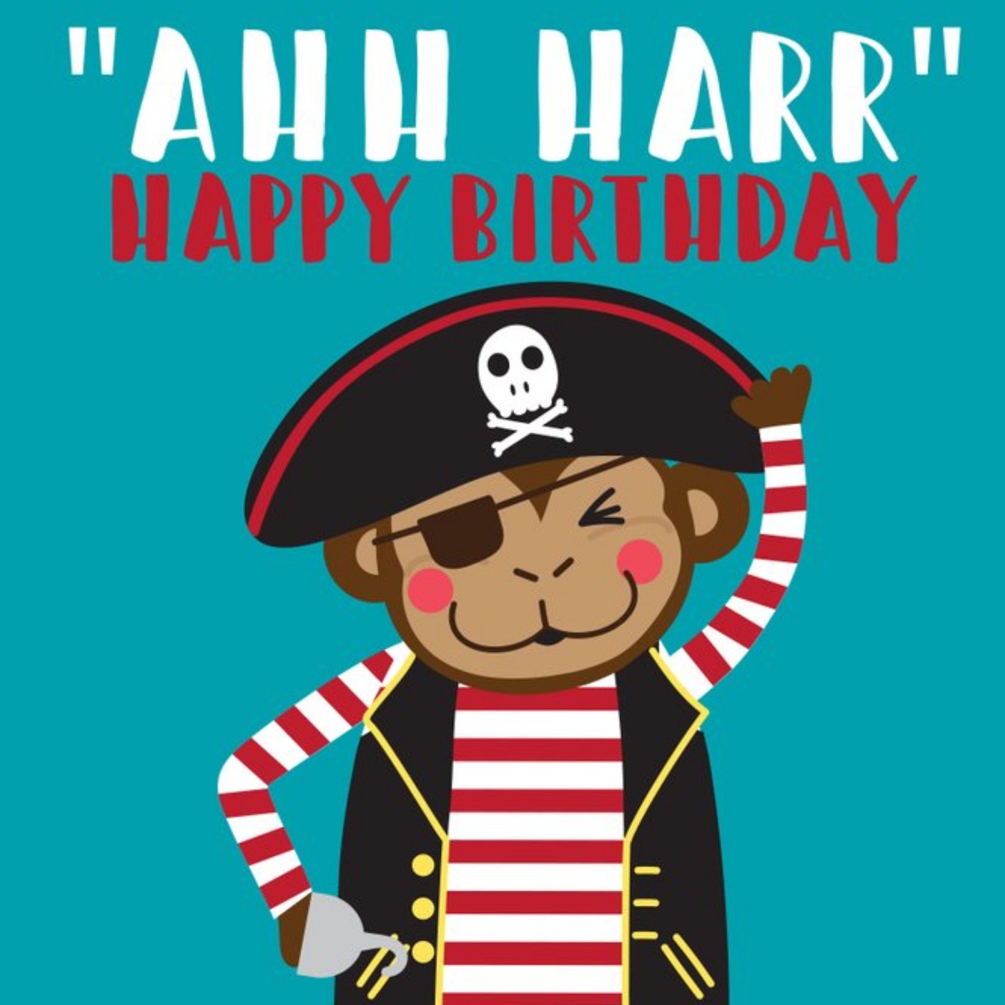 Moonpig Cute Monkey Pirate Ahh Harr Birthday Card, Square